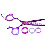 Shark Fin Standard Line Left Handed Non-Swivel Rainbow Shear 28 Tooth Thinner + Bella Via Hair Glitz Shimmering Hair Tinsel the Hottest Trend in Hair Accessories