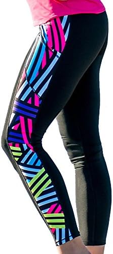 Devon Maryn Women's Bandage Stripe Yoga Compression Leggings w/ Side Pockets (Medium)