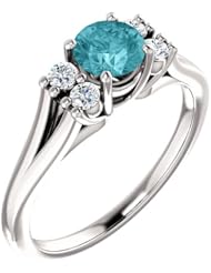 Platinum 5.00mm Round Cut Zircon and Diamond Ring -- LIFETIME WARRANTY