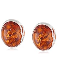 Sterling Silver Honey Amber Oval Earrings