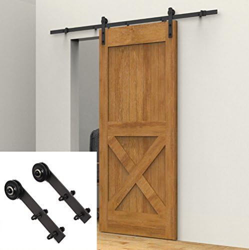 Sumder 6.6 FT Carbon Steel Rustic Sliding Barn Door Hardware Set