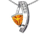 1.12 cts Genuine Citrine and Diamond Pendant - 14kt White or Yellow Gold