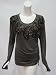Gold Hawk womens beaded front ruched side tie l/s tunic top