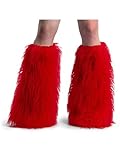 Red Faux Fur Boot Sleeve Covers For Gogo Dancers - ONE SIZE