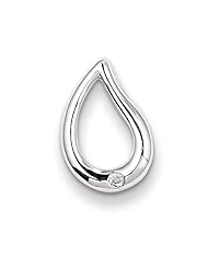 Genuine .925 Sterling Silver Rhodium Diamond Teardrop Pendant 0.4 Grams. 100% Satisfaction Guaranteed.