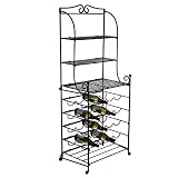 PTC Home & Garden Bottle Folding Wine Shelf, Black