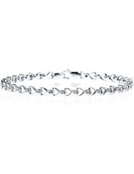 Diamond Heart Link Bracelet in 10K White Gold