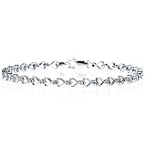 Diamond Heart Link Bracelet in 10K White Gold