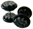 Body Jewelry - Simulated Faux Plug Earrings - Gray/Grey and Black Cheetah Spots Pair