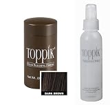 Toppik All Natural Organic Keratin Protein Fibers Hair Thickening System Instantly Conceals Thinning Hair & Baldness! Travel .09 oz Container In "Dark Brown" + Fiber Hold Spray 118mL + A-Viva Nail Buffer