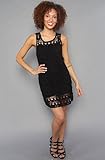 Tripp NYC The Skull Crochet Tank Dress in Black,Dresses for Women