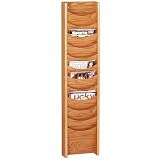 Buddy Products 612-11 12-Pocket literature display wall rack, medium oak