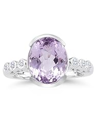 0.12 Cts Diamond & 4.51 Cts Kunzite Ring in 14K White Gold