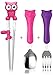 Edison Owl Training Chopsticks Spoon&Fork Set For Kids 3y+(Pink+Purple)