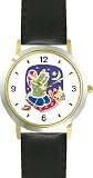 Moslem or Muslim Woman in Prayer - WATCHBUDDY® DELUXE TWO-TONE THEME WATCH - Arabic Numbers - Black Leather Strap-Size-Large ( Men's Size or Jumbo Women's Size )