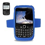 New Fashionable Perfect Fit Soft Silicon Gel Protector Skin Cover (Faceplate/Snap On) Rubber Cell Phone Case with Sports Armband with Screen Protector for RIM Blackberry Curve 8530 Sprint,Verizon,U.S. Cellular,Alltel - NAVY