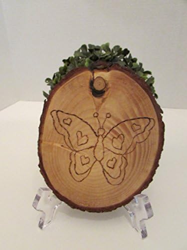 Butterfly with Hearts Handmade Wood Burn Decoration