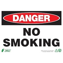 Zing Eco Safety Sign, Header "DANGER", Legend "NO SMOKING", 14" Width x 10" length, Recycled Plastic, Black/Red/White (Pack of 1)