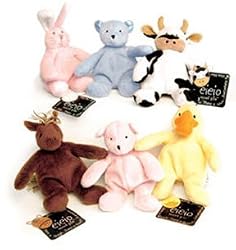 EIEIO Plush Animal Rattle Please Choose Horse, Cow, Duck, Pink Bunny or Blue Bunny