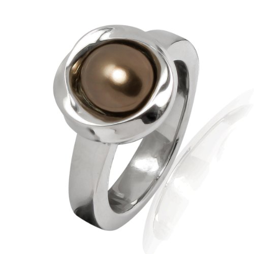 Bliss Republic Damen-Ring Edelstahl Perle braun 60301050 58 Preisvergleich