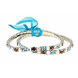 Bracelet - B259 - 2 Pc Set - Swarovski (tm) Crystal Stretch ~ Aqua & Smoky Topaz (Brown)