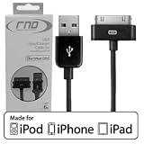 RND Power Solutions black long sync & charge (6ft) cable made for Apple (iPad / iPhone / iPod).