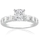 0.90 Ct Cushion Cut Diamond Engagement Ring Pave Set 14K GOLD SI2 E-COLOR GIA