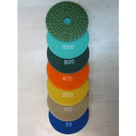 4 Wet Diamond Polishing Pad SET (7pcs) for Granite, Marble, Stone - Supreme Grade (K Series) by 