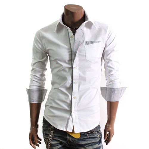Herren Casual Pin Stripe Patched Pocket Slim 