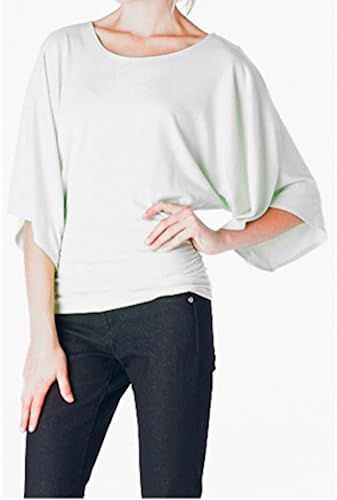Women'S Rayon Span Kimono Style Blouse -Made in USA (S, White)