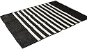 ボーダー柄 綿混ラグカーペット 『ボーダー平織』 ブラック 130&times;170cm