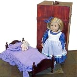 Wooden Antique Reproduction Doll Trunk, Wardrobe with Vanity and Bed - For American Girl Dolls,Gotz & Bitty Babies