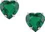 10K Gold Heart Shaped Created Emerald Earrings