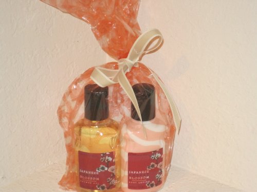 Bath & Body Works Japanese Cherry Blossom Gift Set Featuring 4 Fl. Oz. Lotion, Shower Gel and Mesh Shower Sponge