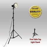 Portrait Studio Lighting Kit With: Opteka LS750 7.5' Black Aluminum Adjustable Heavy Duty Light Stand with Case, High output photographic fluorescent bulb 30 watts, equivalent to 200 watts of tungsten light (30W, 5500K, 110V, 60Hz) and More