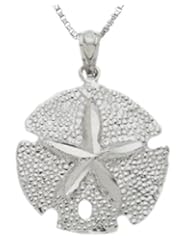 Solid 0.925 Sterling Silver Sand Dollar Charm Pendant Necklace