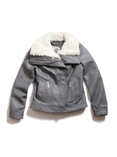 GUESS Kids Girls Faux-Fur Trimmed Pleather Jacket