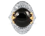 Platinum Plated Black and White CZ Ring