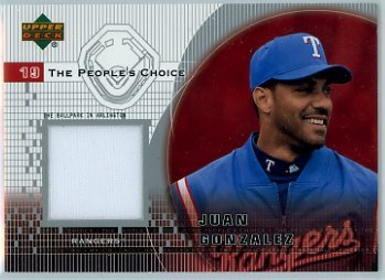 Juan Gonzalez Texas Rangers 2002 Upper Deck Peoples Choice Game Jersey #PJ-JG Baseball Card