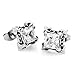 Men's Stainless Steel Stud Earrings CZ Silver Tone Black Dragon Claw Square