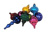 Set of 9 Deluxe Jewel-Tone Velveteen Embossed Glass Ball Christmas