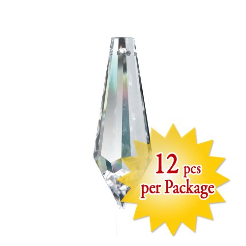 CrystalPlace Clear 12 Pieces Faceted Crystal Icicle Decorative Charm 1.5