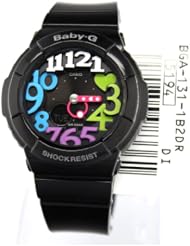 Casio Ladies BABY-G 3D Dial Face Series BGA-131-1B2DR black analog-digital watch with multi-color face Neon Illuminator Ultra-Violet LED Light 100M Water Resistant