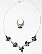Necklace and Ring Sterling Silver Amethyst Jewelry (gnklcs201)