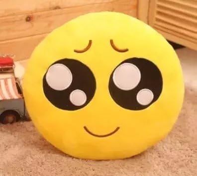Liyin 32cm Emoji Smiley Emoticon Yellow Round Cushion Pillow Stuffed Plush Soft Toy-cute