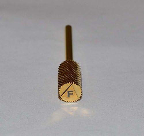 Triangle Large GOLD Barrel Carbide Nail Bit 3/32" Fine (F) + 1 Daisy Beauty ® purse size emery boards.