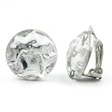Schmuck Damen Ohrclip, silber-verspiegelt, gehämmert aus Kunststoff 18mm