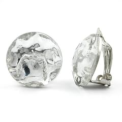 Schmuck Ohrclip, silber-verspiegelt, geh�mmert