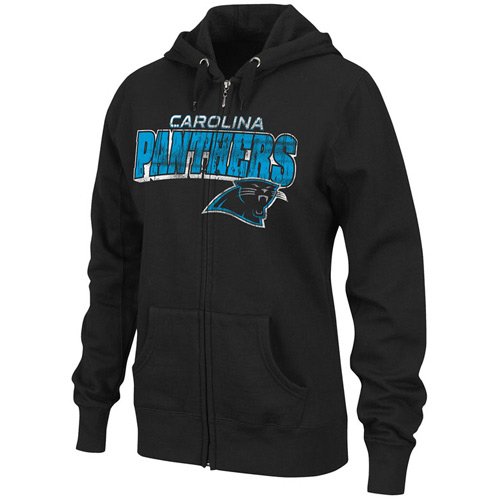 NFL Women's Carolina Panthers Football Classic III Long Sleeve Fullzip Fleece Hoodie (Black, Medium)