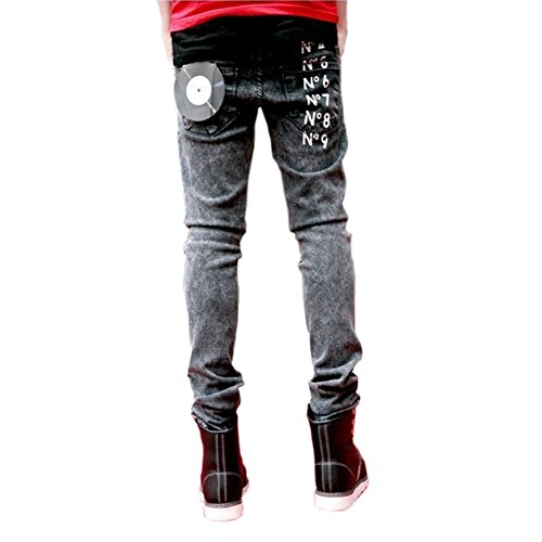 Meilaier Fashion Youth Slim Pencil Drainpipe Pants Mens Casual Skinny Jeans Grey